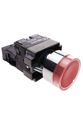 Interrupteur GENERIQUE Bouton poussoir momentané 22mm 1NO 400V 10A  normalement ouvert avec lumière LED rouge
