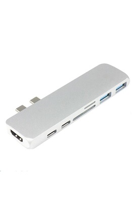 Adaptateur Hub USB-C 6en1 HDMI 4K USB 3.0 lecteur de carte SD-TF