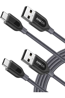 Cables USB Anker Lot de 2 Câbles USB-C vers USB A 2.0 (180cm) Powerline+  avec résistance 56KΩ Pull-up