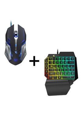 Pack Gamer pour PC (Souris Gamer Metal + Mini Clavier Gamer) QWERTY USB LED  Gaming