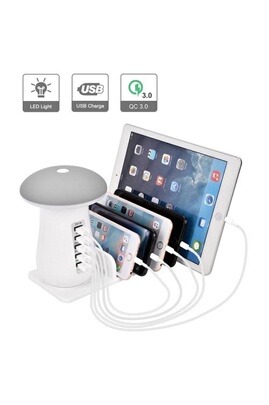 Chargeur pour téléphone mobile GENERIQUE Station de Charge USB. 5 ports USB  Organisateur de Quick Chargeur avec Champignon LED Lampe de bureau pour  Apple Samsung Tablettes