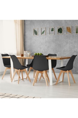 Chaise ID Market Lot de 6 chaises scandinaves SARA noires pour salle à  manger