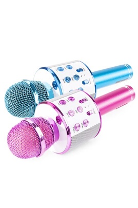 Micro Karaoké avec haut-parleur Bluetooth, rose