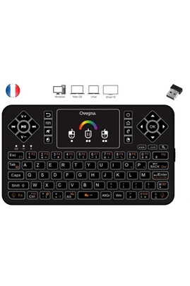 Mini clavier sans fil AZERTY avec Pad souris pour SmartTV ou PC