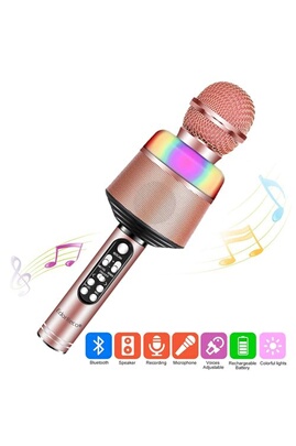 Microphone Edorreco Microphone de Karaoké Sans Fil Bluetooth Pour