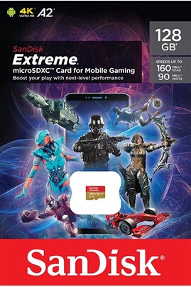 Carte microSDXC Extreme Pro 128 Go A2 U3 V30 - SanDisk