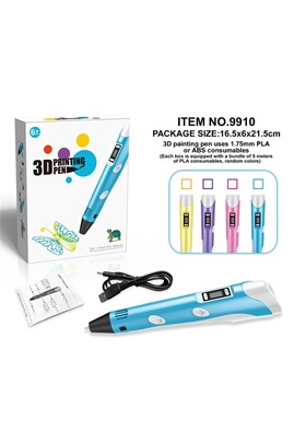 Stylo De Dessin D'impression 3D, Crayon Electronique Peinture  Stéréographique ,Charge USB 5M Filament PLA Φ1,75 mm Enfant 7-14 Ans Jaune