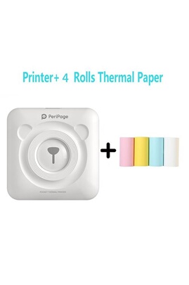 Imprimante photo PeriPage Mini imprimante photo thermique portable  bluetooth 58 mm avec 4 rouleaux de papier d'impression -bleu