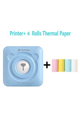 Imprimante photo PeriPage Mini imprimante thermique Bluetooth portable de  58 mm avec 9 rouleaux de papier d'impression - Bleu