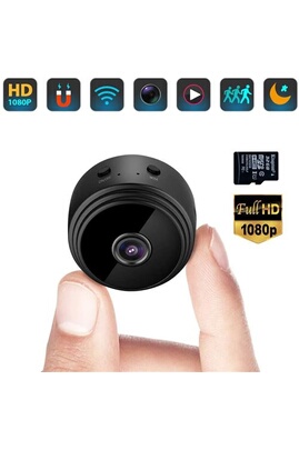 Vidéosurveillance Chronus Mini Camera Espion HD 1080P Portable WiFi  Surveillance de la Sécurité sans fil avec Vision Nocturne pour iOS  Android-Noir
