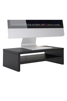 Autres accessoires de bureau Idimex Support d'écran d'ordinateur  DISPLAY, réhausseur pour moniteur avec étagère intermédiaire, longueur 42  cm, en mélaminé noir mat