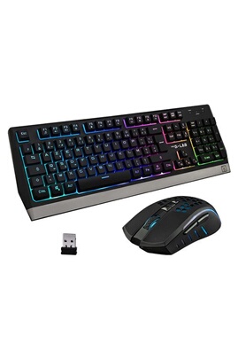 Clavier The G-lab Pack Gaming Clavier + Souris sans fil Combo Tungsten RVB  Noir