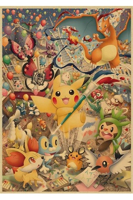 Poster et affiche GENERIQUE Poster Pokemon Pikachu - 42 x 30 cm (Style 19)
