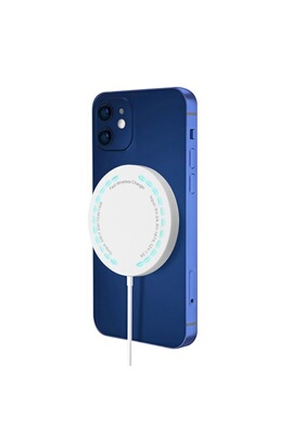 Chargeur pour téléphone mobile Avizar Chargeur Sans Fil iPhone Magnétique  15W Charge Rapide Compatible MagSafe Blanc