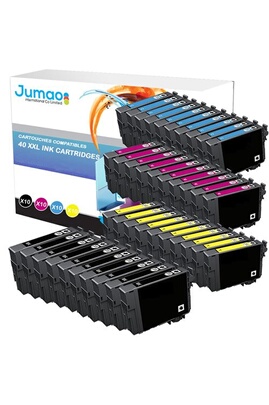 Cartouche d'encre Jumao Pack de 40 cartouches noirs (18,2 Ml) et couleurs  (14 Ml) compatibles pour EPSON 603 XL, 4100 4105 - 