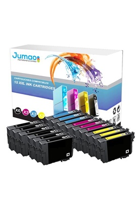 Cartouche d'encre Jumao Lot de 15 cartouches noirs (18,2 Ml) et couleurs  (14 Ml) compatibles pour EPSON 603 XL, 4100 4105 - 