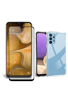 Protection d'écran pour smartphone XEPTIO Pack coque transparente en TPU et  vitre en verre trempé FULL cover noir pour Samsung Galaxy A32 5G 