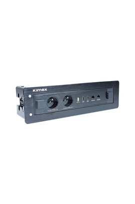 Câbles vidéo KIMEX Bloc multiprise encastrable pivotant motorisé, 2xRJ45,  USB, 2xHDMI, 2xPrise 220V, noir