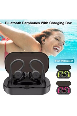 Ecouteurs GENERIQUE Bluetooth 5.0 Écouteur Sans Fil Sport IPX7 Étanche Avec  Contour D'oreille Intégré Microphone - Noir