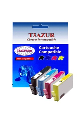 Cartouche d'encre T3AZUR Lot de 4 Cartouches compatibles type pour HP  PhotoSmart C5300 (1Bk+1C+1M+1J)- T3AZUR (Noir et Couleur)