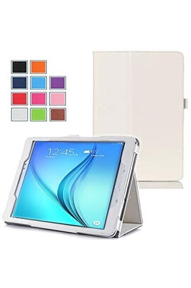 Housse Tablette XEPTIO Housse Samsung Galaxy Tab A 10.1 2016 Wifi/4G  (T580/T585/T580N) 10,1 pouces Cuir Style blanc avec Stand - Etui coque de protection  tablette SAMSUNG