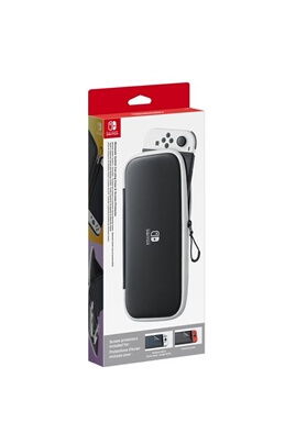 Etui et protection gaming Nintendo Pochette de transport et protection  d'écran pour Switch OLED Noir