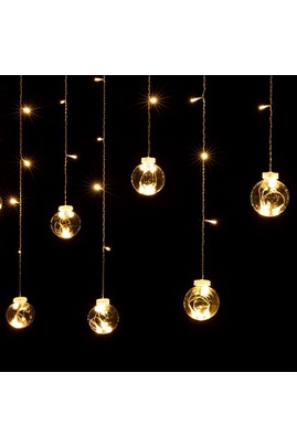 Guirlande lumineuse intérieur Sklum Rideau LED lumineux avec boules (4,70  m) Biro Blanc Chaud