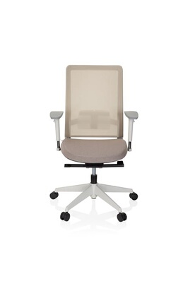 Fauteuil de bureau HJH Office Chaise de bureau / Siège pivotant PURE WHITE  Tissu Maille / Tissu Beige