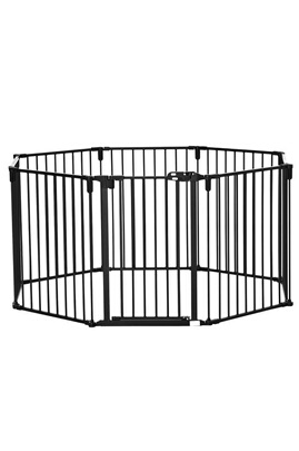 Barrière de sécurité - parc enclos chien modulable pliable - porte  verrouillable - 8 panneaux acier et PP - dim. 482,5L max. x 76H cm noir