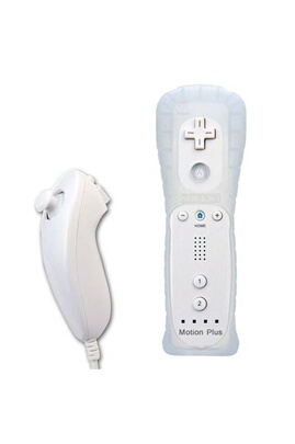 Manette Hobby Tech lot de 2 Manettes Wiimote et Nunchuck Hobby Concept  Contrôleur de jeu pour Console Wii et Wii U avec Housse en silicone Blanc