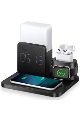 Chargeur sans fil 3 en 1 pour iPhone + Apple Watch + Airpods + Téléphone  compatible QI