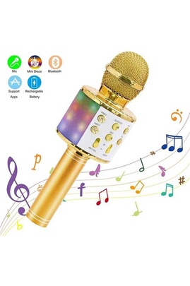 Microphone GENERIQUE Microphone Karaoke Sans Fil, Karaoké Microphone  Bluetooth Portable pour Enfants/Adultes Chanter Or