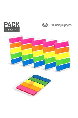 Waytex 200 Marque-pages papier repositionnables 10 mini blocs de 20  feuillets adhésifs couleurs néon 4,5x1,2 cm - Note repositionnables  (post-it) - Achat & prix