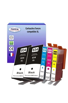 Cartouche d'encre T3AZUR 5 Cartouches compatibles avec l'imprimante HP  OfficeJet 6800 6812 6815 6820 remplace HP 934XL, HP 935XL (Noire+Couleur)