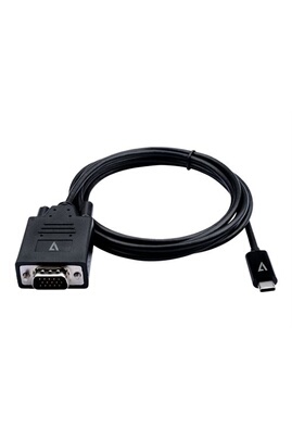 Câbles vidéo V7 - Câble adaptateur - USB-C (M) pour HD-15 (VGA) (M) - 2 m -  vis moletées, support 1200 p 60 Hz - noir