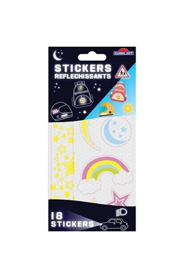 Global gift 18 stickers rétro-réfléchissants - Étoiles - Résistants et imperméables