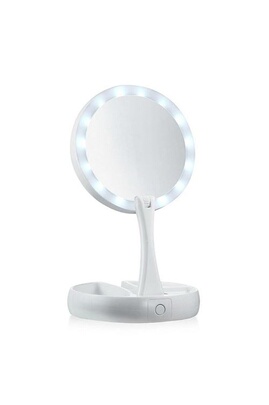 Miroir de maquillage pliable avec lumières LED