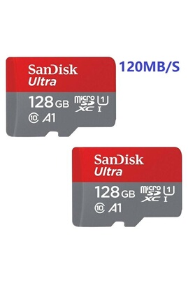 Carte mémoire micro SD Sandisk Lot de 2 Carte mémoire Micro SD SDXC  microSDXC 128Go TF carte Classe 10 U A1 120Mb/s