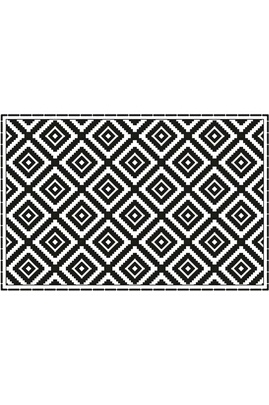 Tapis en vinyle graphique noir et blanc (90 x 60 cm)