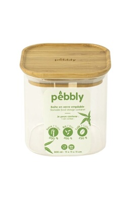 Conservation des aliments Pebbly Boîte alimentaire verre et bambou 800ml -  - Transparent - Verre
