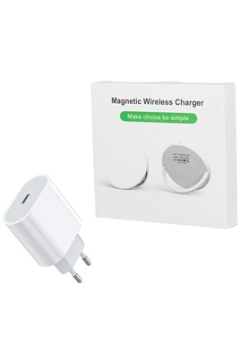 Chargeur pour téléphone mobile Little Boutik Pack Adaptateur Secteur 20W +  Chargeur rapide a induction 15W pour iPhone 14 / 13 / 12 / 11 / PRO / MAX  MINI®