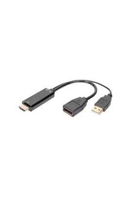  Câble adaptateur - HDMI mâle pour USB, DisplayPort - 20 cm - double  blindage - noir - support 2K, support 4K30Hz (3840 x 2160), prise en charge  de