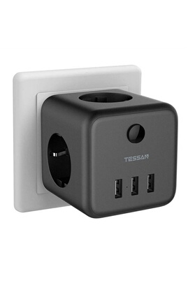 Acheter TESSAN multiprise USB, multiprise murale 3 prises françaises 2500W  et 3 Ports USB, multiprise murale 6 en 1 avec interrupteur pour la maison