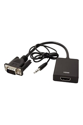 Câbles vidéo Secomp VALUE - Adaptateur HDMI - HDMI femelle pour HD-15 (VGA),  mini jack stéréo mâle - 15 cm - noir