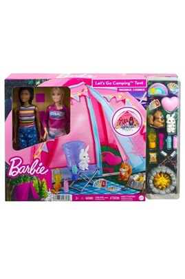 Barbie let's go camping tente set et 2 poupées
