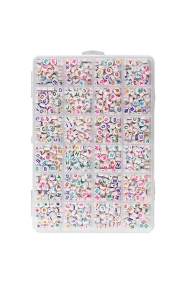 Accessoire pour téléphone mobile Avizar Kit DIY bijou Perles Blanches avec  Lettres Multicolores et Nylon Boîte Solide