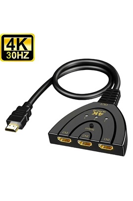 Adaptateur et convertisseur Straße Tech Commutateur HDMI 4K 3 Ports,  Splitter 1 vers 3, Switch Automatique, Converter Ultra HD, Compatible  PS4/5, Xbox, Blu-Ray, TV Box, 3D, 1080P, Audio
