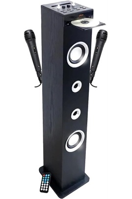 INOVALLEY HP49CD Noir Tour de son Bluetooth - Lecteur CD et fonction  Karaoké - 100W - Radio FM - Port USB - Aux-in avec Quadrime