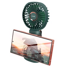 Ventilateur portable rond LinQ vert foncé avec écran LED et support