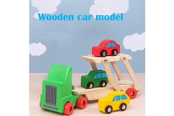 Autre jeux éducatifs et électroniques AUCUNE En bois double couche remorque transporteur camion modèle voiture jouet ensemble cadeau pour enfants